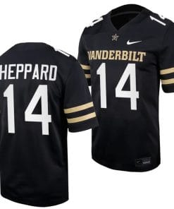Vanderbilt Commodores Will Sheppard Jersey Home College Football Black #14