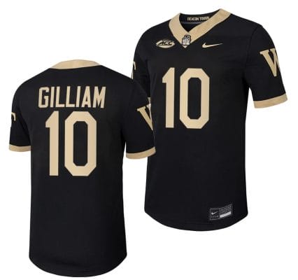 Wake Forest Demon Deacons Charlie Gilliam Jersey Home College Football Replica Black #10 10 Wake Forest Demon Deacons Charlie Gilliam Jersey Home College Football Replica Black #10