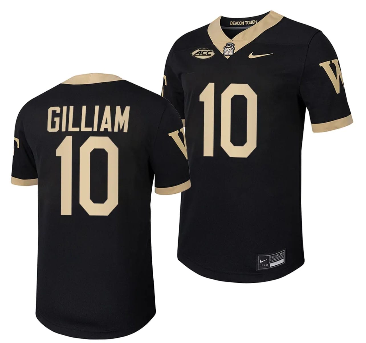 Wake Forest Demon Deacons Charlie Gilliam Jersey Home College Football Replica Black #10 1 Wake Forest Demon Deacons Charlie Gilliam Jersey Home College Football Replica Black #10
