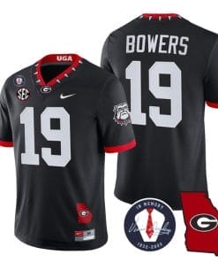 Brock Bowers Jersey #19 Georgia Bulldogs Football Vince Dooley Patch Georgia Map Black All Stitched