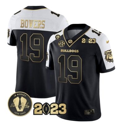 Brock Bowers Jersey #19 Georgia Bulldogs Football 2023 and Vince Dooley Patch Alternate All Stitched