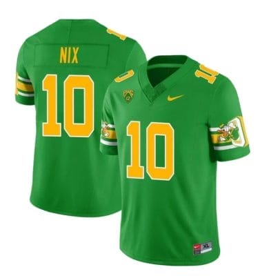 Bo Nix Jersey #10 Oregon Ducks Mighty Oregon 1984 Football Throwback Green All Stitched