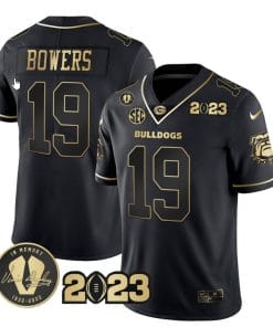 Brock Bowers Jersey #19 Georgia Bulldogs Football Black Gold All Stitched