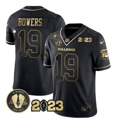 Brock Bowers Jersey #19 Georgia Bulldogs Football Black Gold All Stitched