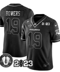 Brock Bowers Jersey #19 Georgia Bulldogs Football Black Silver All Stitched
