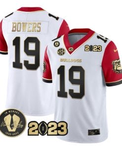Brock Bowers Jersey #19 Georgia Bulldogs Football Red Sleeves All Stitched