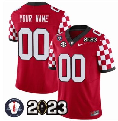 Custom Georgia Bulldogs Jersey Name and Number Football 2023 Vince Dooley Patch Red All Stitched