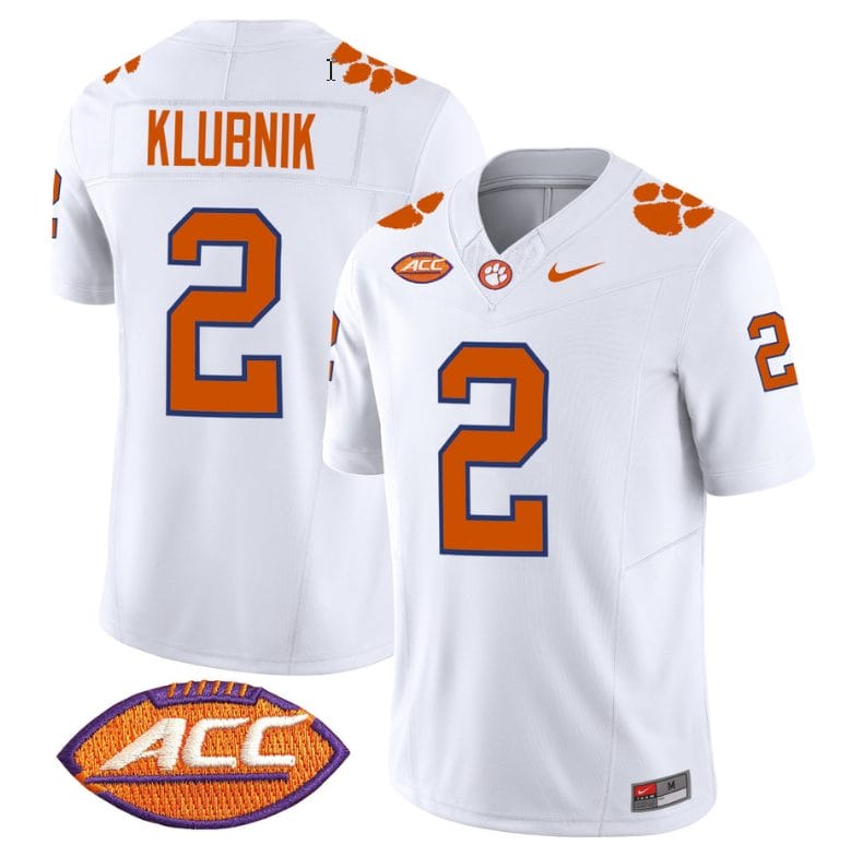 Cade Klubnik Jersey #2 Clemson Tigers Vapor Limited Acc Patch College Football Stitched White 1 Cade Klubnik Jersey #2 Clemson Tigers Vapor Limited Acc Patch College Football Stitched White
