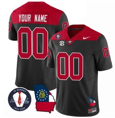 Custom Georgia Bulldogs Jersey Name and Number Football Vince Dooley Patch Map Black All Stitched 8 Custom Georgia Bulldogs Jersey Name and Number Football Vince Dooley Patch Map Black All Stitched