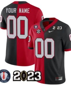 Custom Georgia Bulldogs Jersey Name and Number Football 2023 Vince Dooley Patch Split Red Black All Stitched