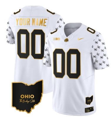 Custom Ohio State Buckeyes Jersey Name and Number College Football Stitched Alternate White Gold 8 Custom Ohio State Buckeyes Jersey Name and Number College Football Stitched Alternate White Gold
