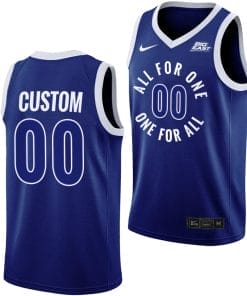 Custom Xavier Musketeers Jersey Name and Number All For One Blue College Basketball Uniform