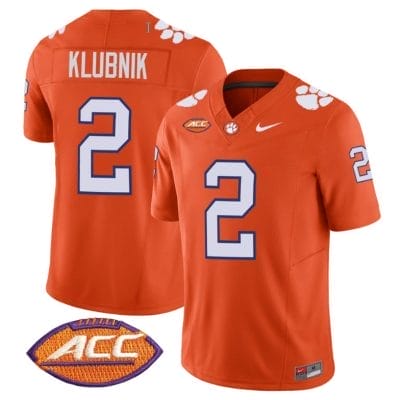 Cade Klubnik Jersey #2 Clemson Tigers Vapor Limited Acc Patch College Football Stitched Orange 8 Cade Klubnik Jersey #2 Clemson Tigers Vapor Limited Acc Patch College Football Stitched Orange