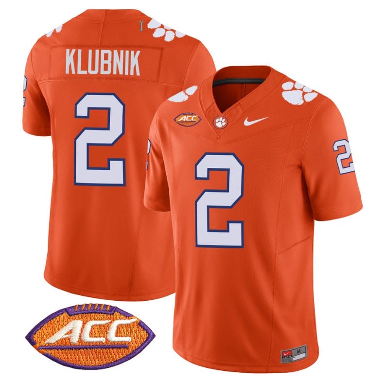 Cade Klubnik Jersey #2 Clemson Tigers Vapor Limited Acc Patch College Football Stitched Orange 1 Cade Klubnik Jersey #2 Clemson Tigers Vapor Limited Acc Patch College Football Stitched Orange