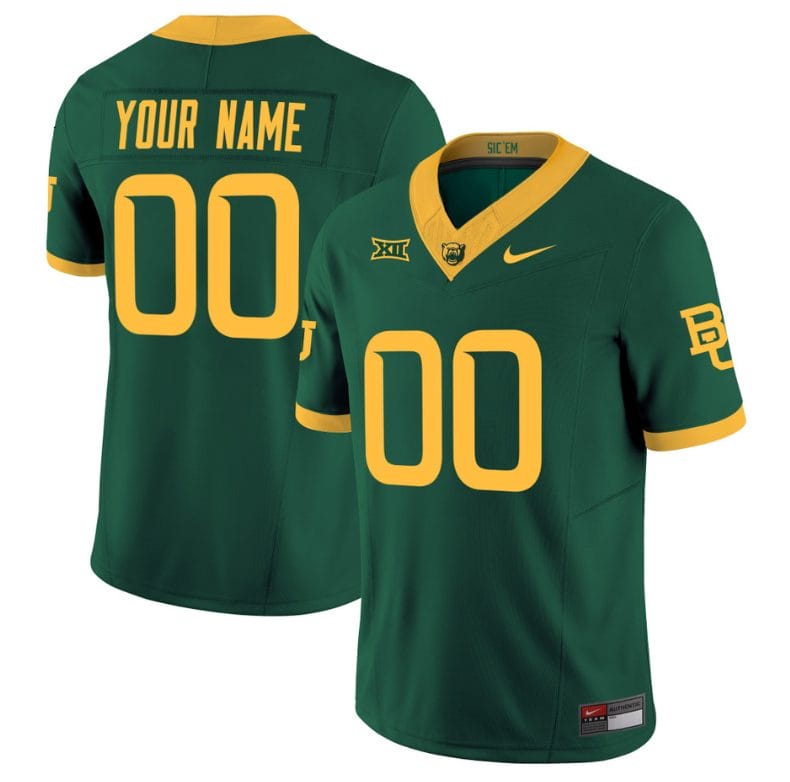 Custom Baylor Bears Jersey Name and Number Vapor Limited College Football All Stitched Green 1 Custom Baylor Bears Jersey Name and Number Vapor Limited College Football All Stitched Green