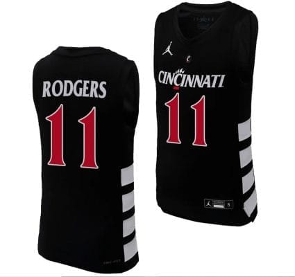 Cincinnati Bearcats Sam Rodgers Jersey #11 Black Basketball Unisex Replica 8 Cincinnati Bearcats Sam Rodgers Jersey #11 Black Basketball Unisex Replica