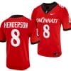 Cincinnati Bearcats Xzavier Henderson Jersey #8 Red 2023 Alternate College Football 6 Cincinnati Bearcats Xzavier Henderson Jersey #8 Red 2023 Alternate College Football