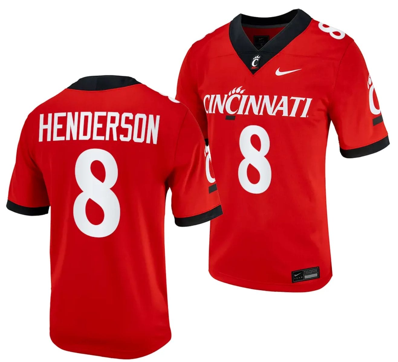 Cincinnati Bearcats Xzavier Henderson Jersey #8 Red 2023 Alternate College Football 1 Cincinnati Bearcats Xzavier Henderson Jersey #8 Red 2023 Alternate College Football