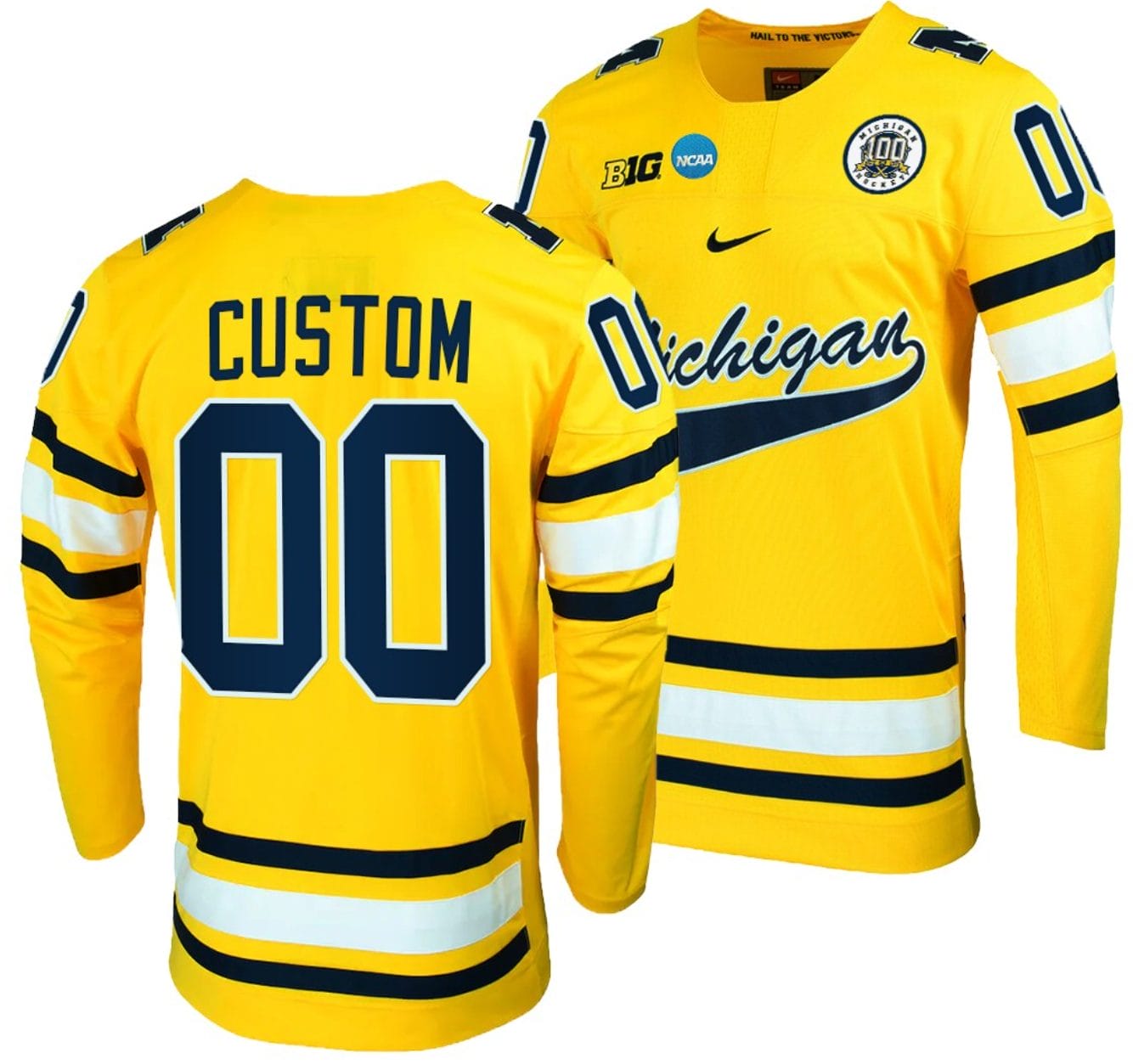 Custom Michigan Wolverines Jersey Name and Number 2023 NCAA Hockey Tournament Maize 1 Custom Michigan Wolverines Jersey Name and Number 2023 NCAA Hockey Tournament Maize