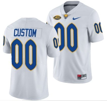 Custom Pitt Panthers Jersey Name and Number White College Football Replica Uniform 10 Custom Pitt Panthers Jersey Name and Number White College Football Replica Uniform
