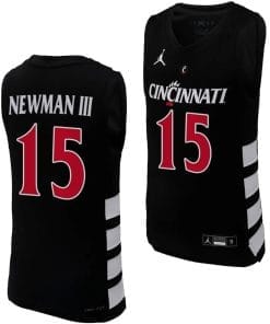 John Newman III Jersey #15 Cincinnati Bearcats College Basketball Replica 2023-24 Black