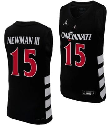 John Newman III Jersey #15 Cincinnati Bearcats College Basketball Replica 2023-24 Black