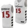 John Newman III Jersey #15 Cincinnati Bearcats College Basketball Replica 2023-24 White