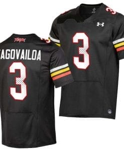 Maryland Terrapins Taulia Tagovailoa Jersey #3 College Football Black 2023 Replica Uniform