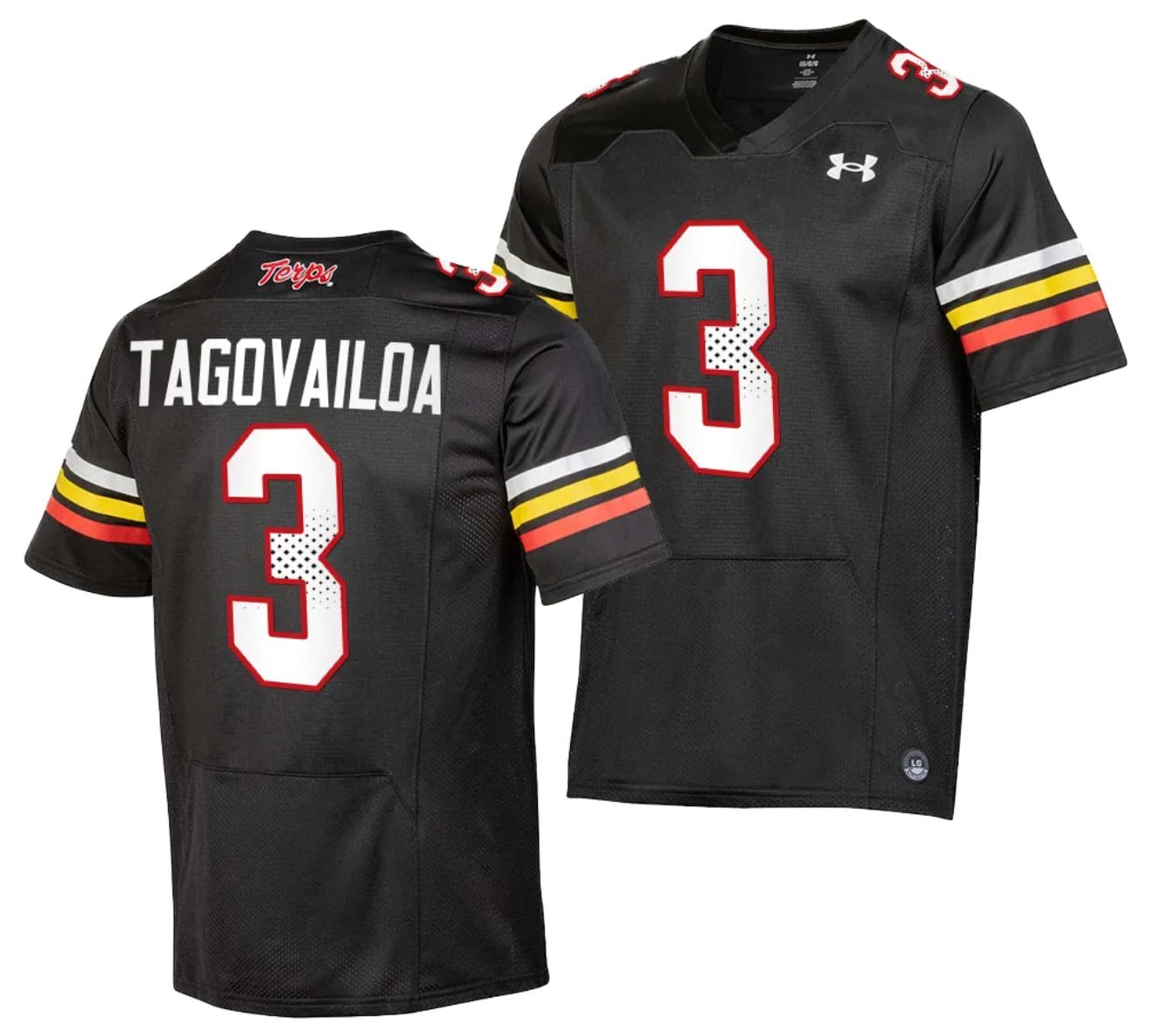 Maryland Terrapins Taulia Tagovailoa Jersey #3 College Football Black 2023 Replica Uniform 1 Maryland Terrapins Taulia Tagovailoa Jersey #3 College Football Black 2023 Replica Uniform