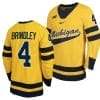 Michigan Wolverines Gavin Brindley Jersey #4 Classic Hockey Maize Replica 2023-24
