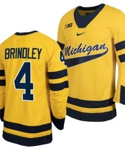 Michigan Wolverines Gavin Brindley Jersey #4 Classic Hockey Maize Replica 2023-24