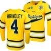 Michigan Wolverines Gavin Brindley Jersey #4 NCAA Hockey Tournament Maize 2023