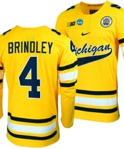 Michigan Wolverines Gavin Brindley Jersey #4 NCAA Hockey Tournament Maize 2023