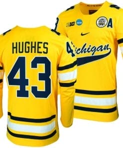 Michigan Wolverines Luke Hughes Jersey #43 NCAA Hockey Tournament Maize 2023