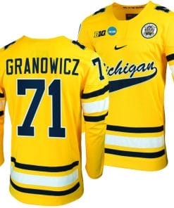 Michigan Wolverines Nick Granowicz Jersey #71 NCAA Hockey Tournament Maize 2023