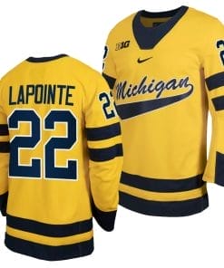 Michigan Wolverines Philippe Lapointe Jersey #22 Classic Hockey Maize Replica 2023-24