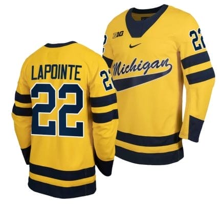 Michigan Wolverines Philippe Lapointe Jersey #22 Classic Hockey Maize Replica 2023-24