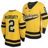 Michigan Wolverines Rutger McGroarty Jersey #2 Classic Hockey Maize Replica 2023-24