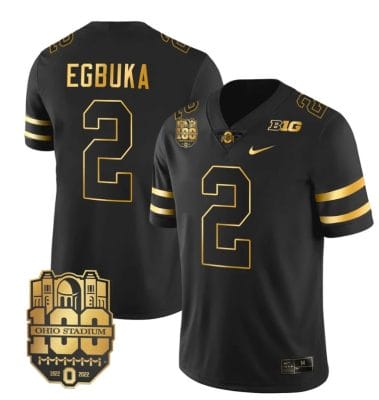 Ohio State Buckeyes Emeka Egbuka Jersey #2 College Football Stitched Black Gold