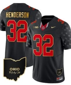 Ohio State Buckeyes Treveyon Henderson Jersey #32 College Football Stitched Alternate Black Gold Trim
