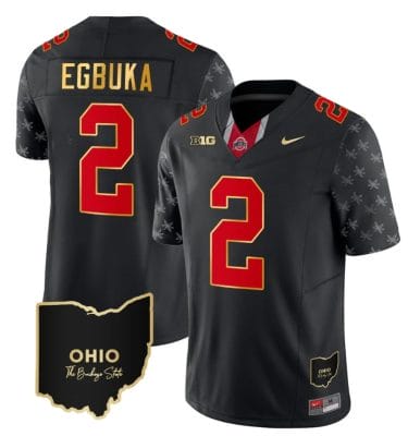 Ohio State Buckeyes Emeka Egbuka Jersey #2 College Football Stitched Alternate Black Gold Trim