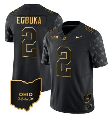 Ohio State Buckeyes Emeka Egbuka Jersey #2 College Football Stitched Alternate Black Gold