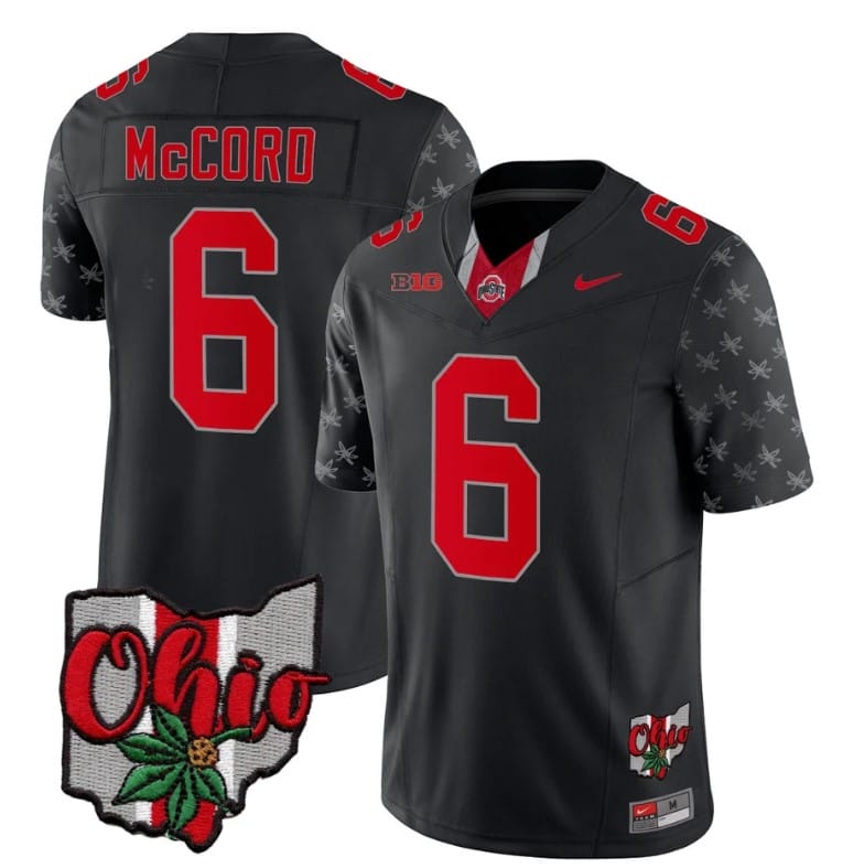 Ohio State Buckeyes Kyle Mccord Jersey #6 College Football Stitched Alternate 2023 Black Limited 1 Ohio State Buckeyes Kyle Mccord Jersey #6 College Football Stitched Alternate 2023 Black Limited