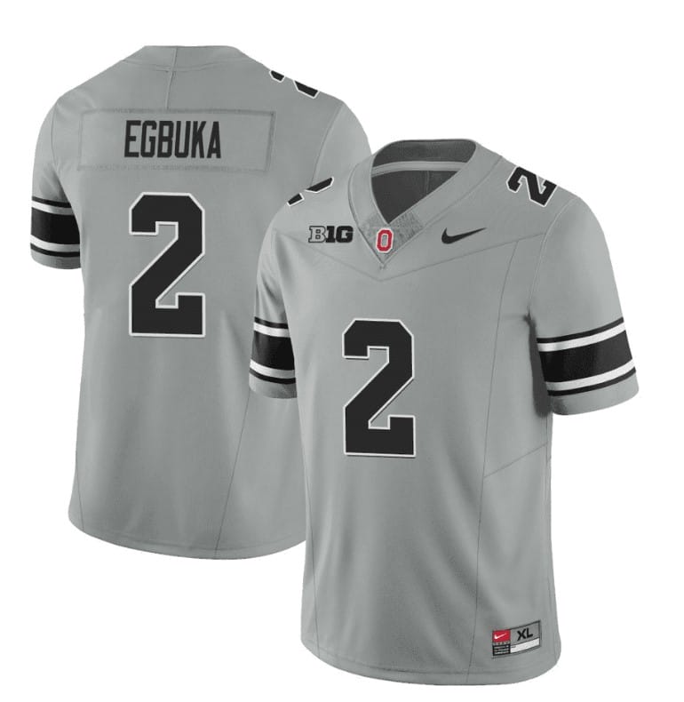 Ohio State Buckeyes Emeka Egbuka Jersey #2 College Football Stitched Black Gray 1 Ohio State Buckeyes Emeka Egbuka Jersey #2 College Football Stitched Black Gray