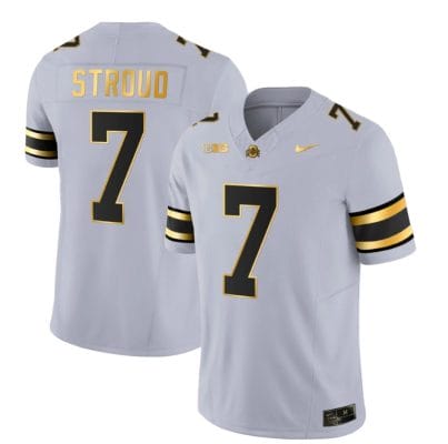 Ohio State Buckeyes CJ Stroud Jersey #7 College Football Stitched Gray Gold 8 Ohio State Buckeyes CJ Stroud Jersey #7 College Football Stitched Gray Gold