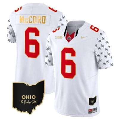 Ohio State Buckeyes Kyle Mccord Jersey #6 College Football Stitched Alternate White Gold Trim 8 Ohio State Buckeyes Kyle Mccord Jersey #6 College Football Stitched Alternate White Gold Trim