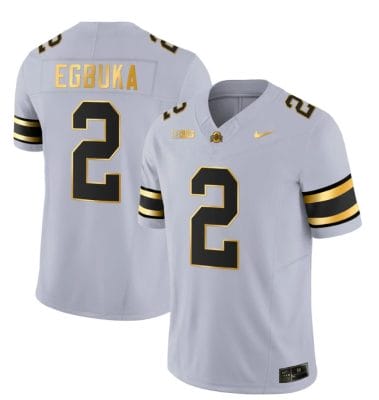 Ohio State Buckeyes Emeka Egbuka Jersey #2 College Football Stitched Gray Gold 8 Ohio State Buckeyes Emeka Egbuka Jersey #2 College Football Stitched Gray Gold