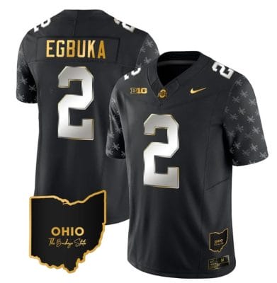 Ohio State Buckeyes Emeka Egbuka Jersey #2 College Football Stitched Alternate Black Limited