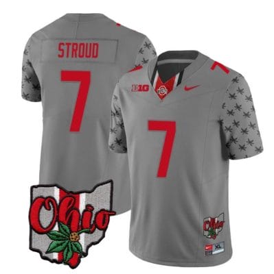 Ohio State Buckeyes CJ Stroud Jersey #7 College Football Stitched Alternate 2023 Gray 8 Ohio State Buckeyes CJ Stroud Jersey #7 College Football Stitched Alternate 2023 Gray