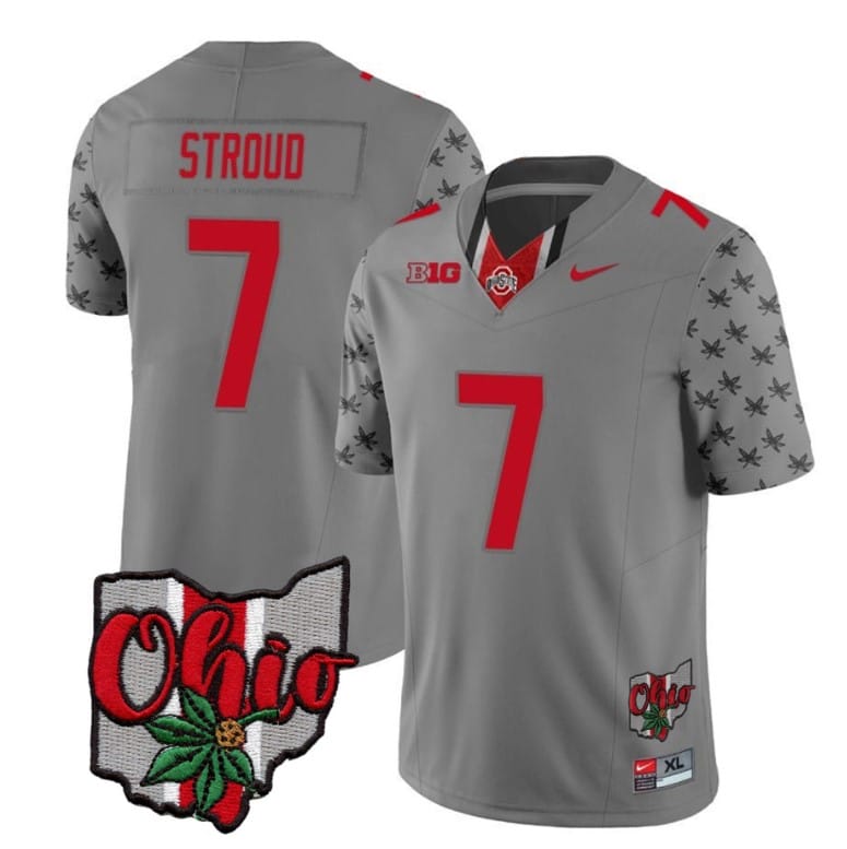 Ohio State Buckeyes CJ Stroud Jersey #7 College Football Stitched Alternate 2023 Gray 1 Ohio State Buckeyes CJ Stroud Jersey #7 College Football Stitched Alternate 2023 Gray